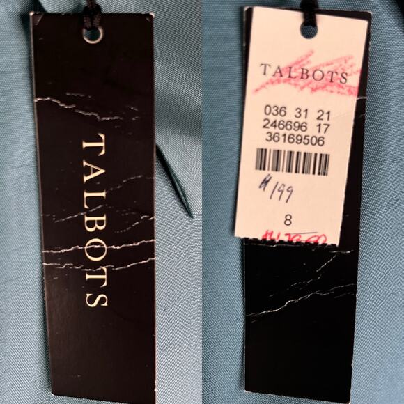 Talbots Elegant Silk Dress Lined Shift Retro 8 Sleeveless Blue New - Picture 7 of 14